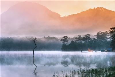 Morgennebel am Tuyen Lam Lake